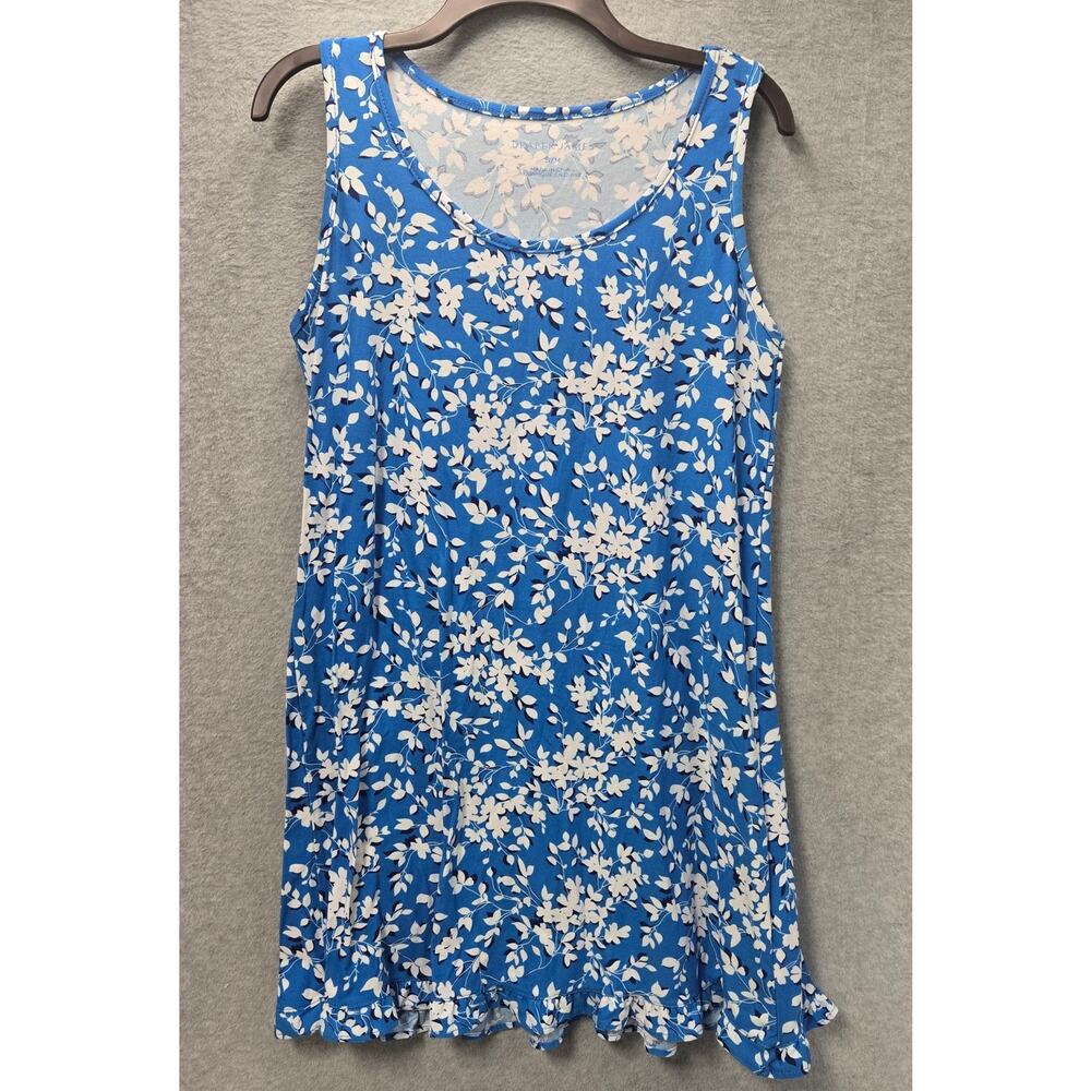 Draper James Blue Floral Print Ruffle Shift Dress Size S/M